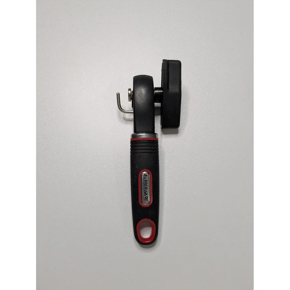 Can Opener Farberware Black Red Ergonomic Grip Professional Manual Handheld